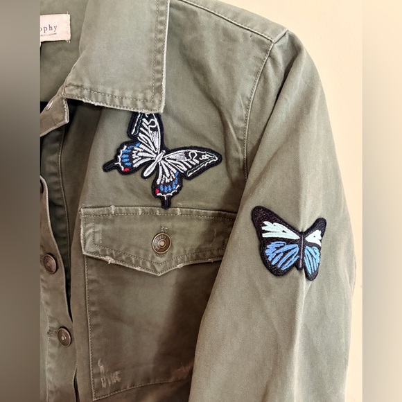 Philosophy by Anthropology Butterfly Patch Cropped Utility Jacket NWT Medium - Picture 4 of 9